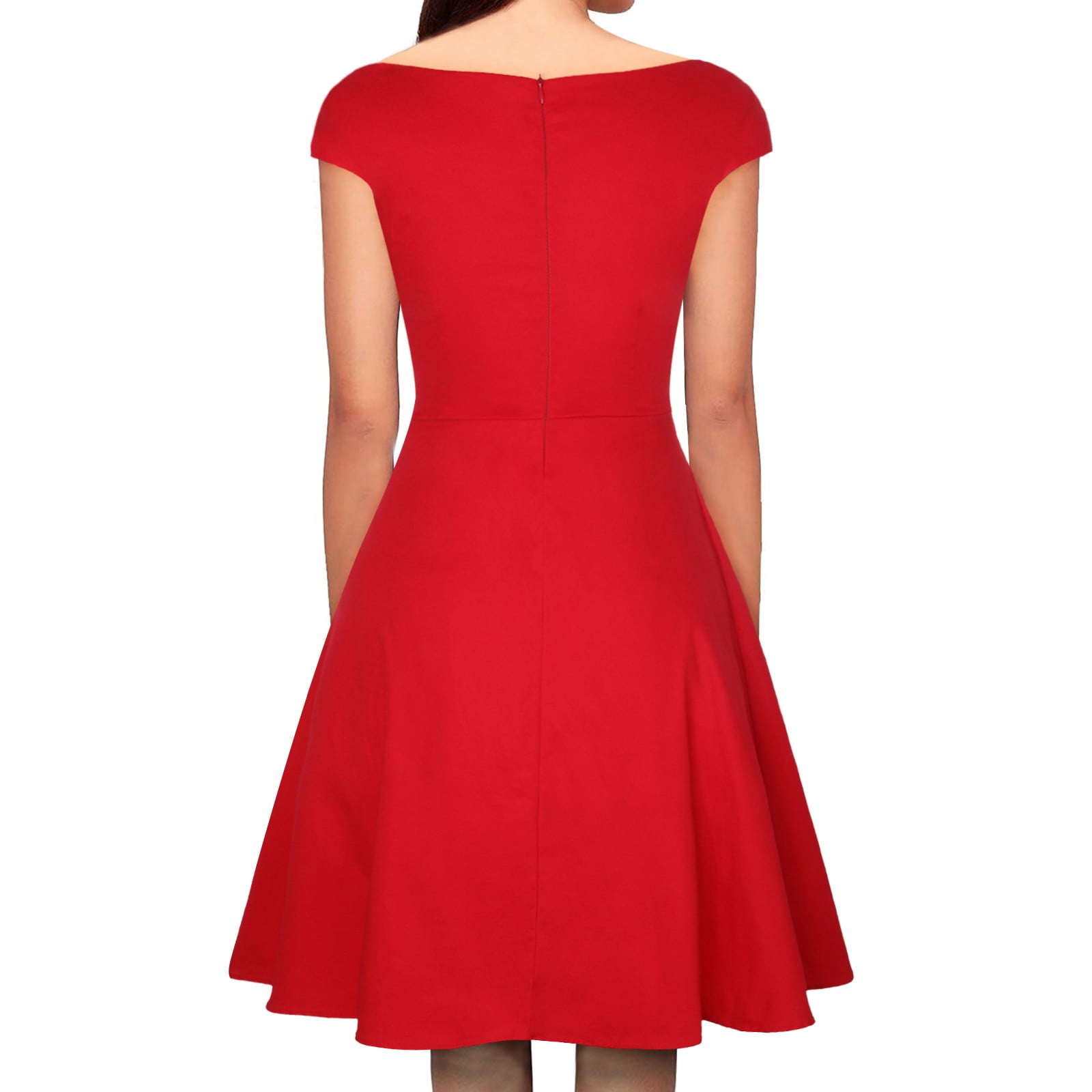 WNEGSTG Women's Cap Short Sleeve Elegant A-Line Formal Dress