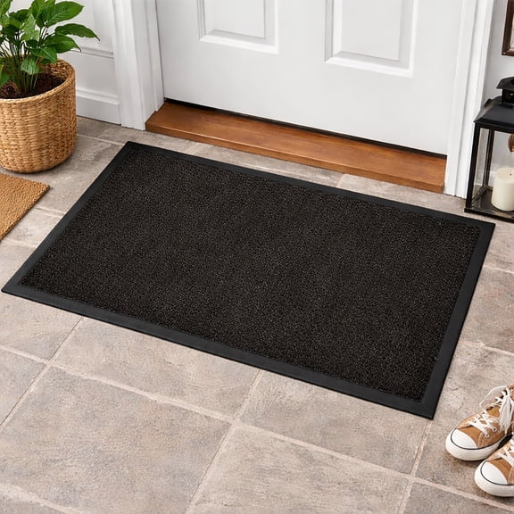 Oversized Black Non-Slip Door Mat - 48" x 32", Heavy-Duty Rubber, Ideal for Back Entrances