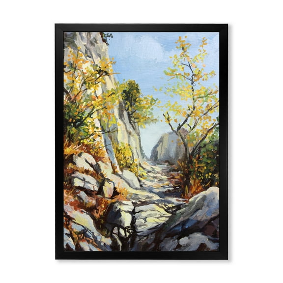 Designart 'Marble Path In Autumn Mountain' Traditional Framed Art Print