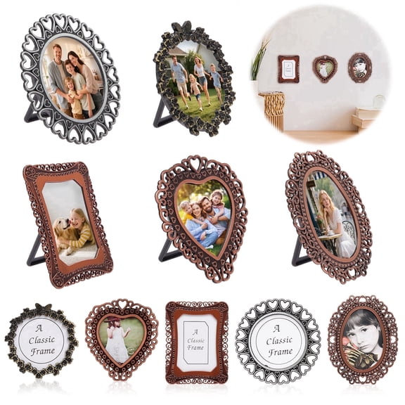 10 Pcs Mini Vintage Picture Frame Small Picture Frame Tiny Photo Frames for Home Decor Tabletop Display Photo Gallery Art