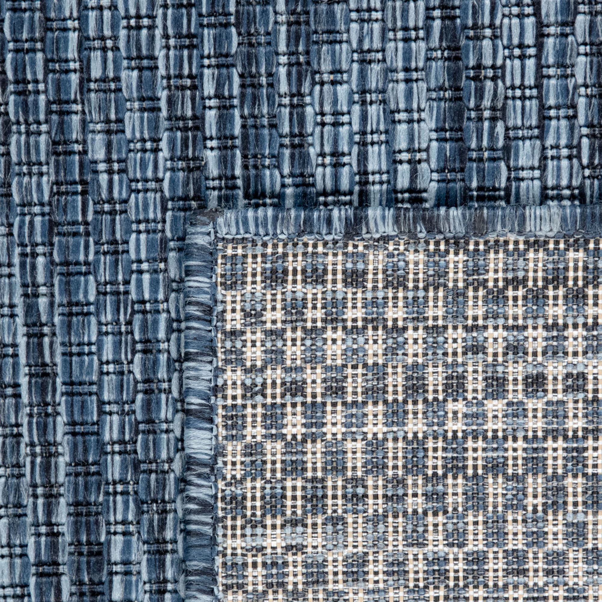 Solid Outdoor Rug for Patio or Balcony in Mottled Blue