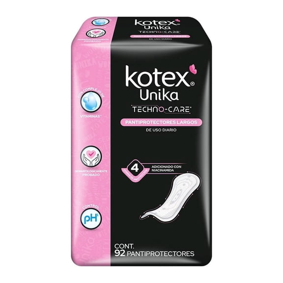 Pantiprotectores diarios Kotex Unika largos 92 pzas