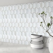 4 Hexagon Mix Marble And Metal Mosaic Tile - Case (8 Sheets)