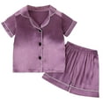 thumbnail image 2 of Antinious Casual Short Sleeve Suits for Kids,Toddler Winter Short Sleeve Outfits Sets,Toddler Baby Kids Winter Boys Solid Color Short Sleeved Shorts Home Wear Clothes Suit,Purple,130, 2 of 5