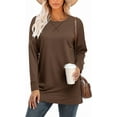 thumbnail image 6 of ONLYSHE Women's Drop Long Sleeve Sweatshirts Casual Crewneck Tunic Tops Sweartshirts With Side Slits S-3XL, 6 of 6