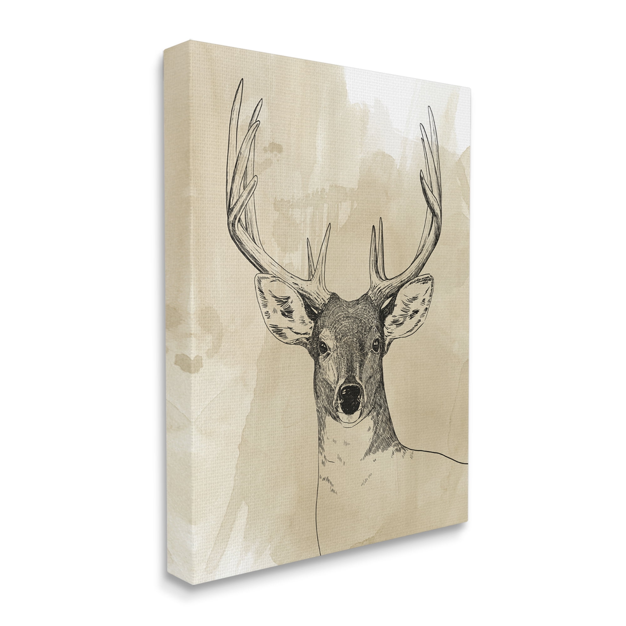 Stupell Industries Deer Portrait Drawing Animals & Insects Drawing Gallery Wrapped Canvas Print Wall Art, 36 x 48