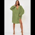 thumbnail image 4 of Cárdigan de Color Liso para Mujer, para Playa, Vacaciones, Informal, para Bikini, Traje de Baño, Protección Solar Verde un Tamaño, 4 of 9