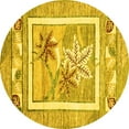 thumbnail image 1 of Ahgly Company Indoor Round Abstract Yellow Modern Area Rugs, 6' Round, 1 of 4