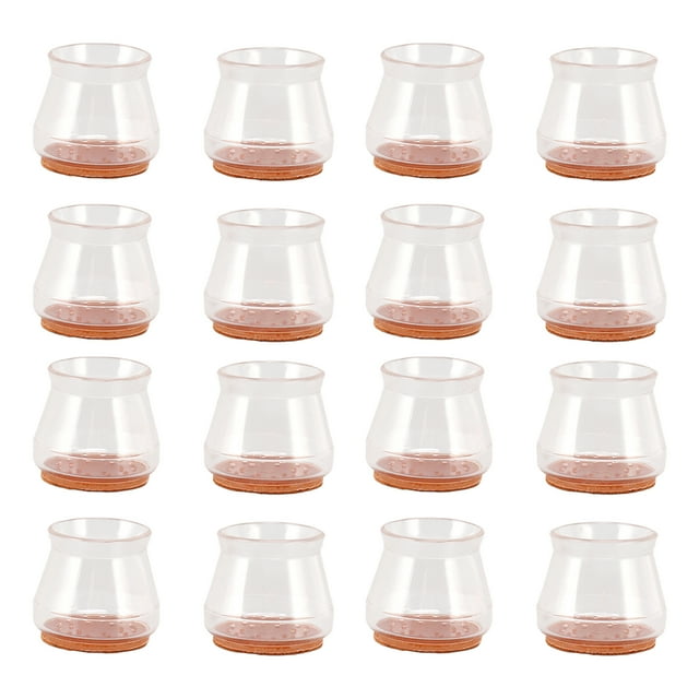 16 protectores de suelo para patas de silla, transparentes, redondos, resistentes a los arañazos, silenciosos, de fieltro de silicona, fundas para muebles, 3,5x3,8x3,3 cm/1,4x1,5x1,3 pulgadas