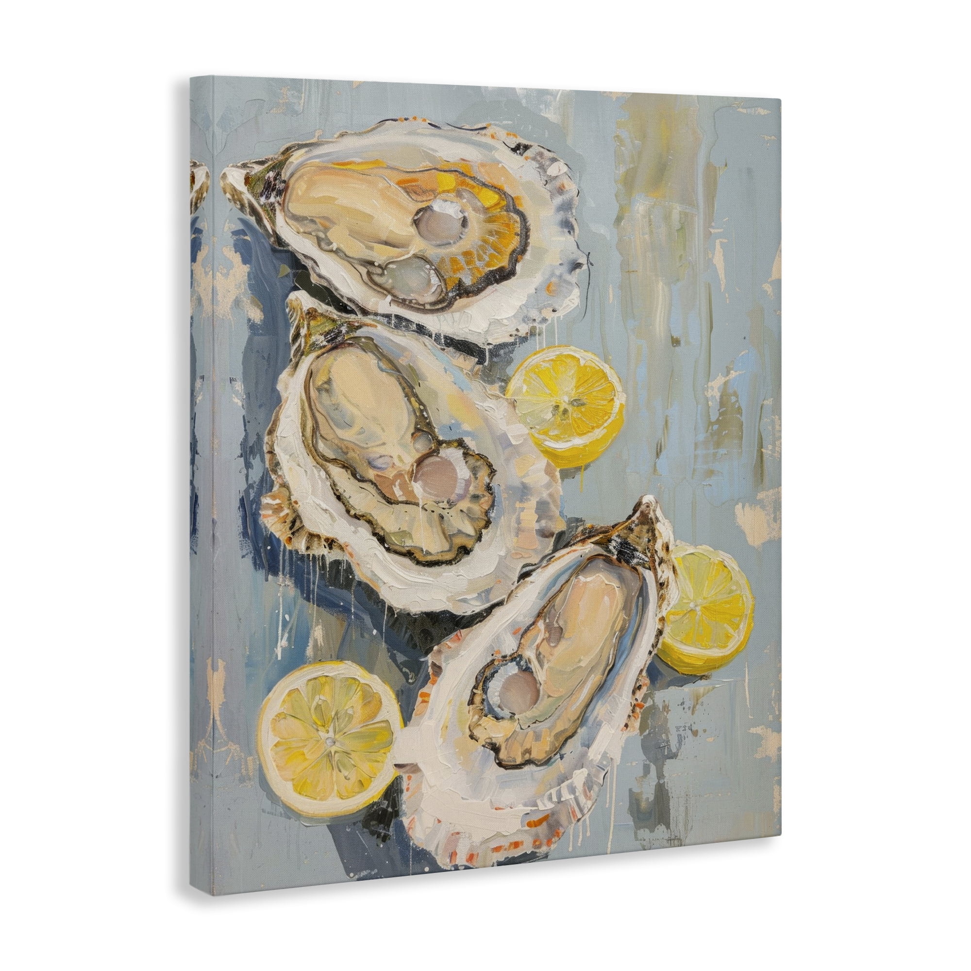 Stupell Industries Oysters & Lemon Slices Food & Beverage Painting Wrapped Canvas Art Print Wall Art, 30 x 40