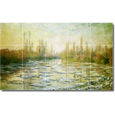 Ceramic Tile Mural-Claude Monet Country Painting 95. 21.25" w x 12.75" h using (15) 4.25 x 4.25 ceramic tiles