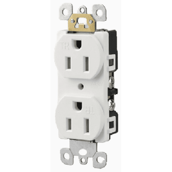FerroVexon Electrical plugs and sockets,Duplex Receptacle Outlet, Residential Grade Electrical Wall Outlet, 15A 125V, Self-Grounding, 2-Pole, 3-Wire, White