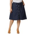 thumbnail image 5 of MODA NOVA Juniors' Plus Size Tie Waist Solid Color A Line Skirts Dark Blue 24, 5 of 5