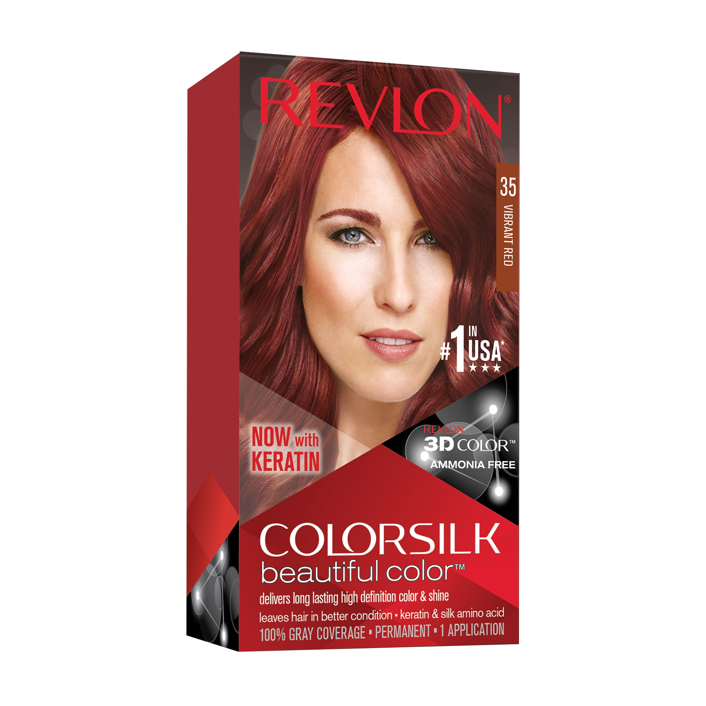 Revlon ColorSilk Beautiful Permanent Hair Color, 35 Vibrant Red, 1 Count -  