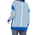 thumbnail image 4 of WEAIXIMIUNG Chandail en Molleton pour Femmes Graphique Mignon Femmes Chandails en Molleton Surdimensionnés Coupe Ample Col Rond Rayé Bloc de Couleur Manches Longues Tops, 4 of 8