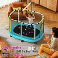 thumbnail image 3 of Baxluxe 60" Kids Trampoline 7-in-1, Elliptic Toddler Trampoline with Safety Enclosure Net, Height Adjustable Handrail & 500lbs Capacity, Mini Bouncer with Swing for Age 3-8, Blue Dinasour, 3 of 10