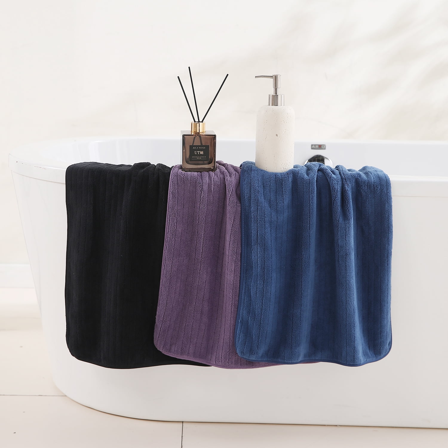 Covina Home 12 Pack Dark Gray Hand Towel Set, Oversized Ultra Soft Microfiber Bathroom Bath Hand Towel Set Adult Luxury Lightweight Cozy Collection