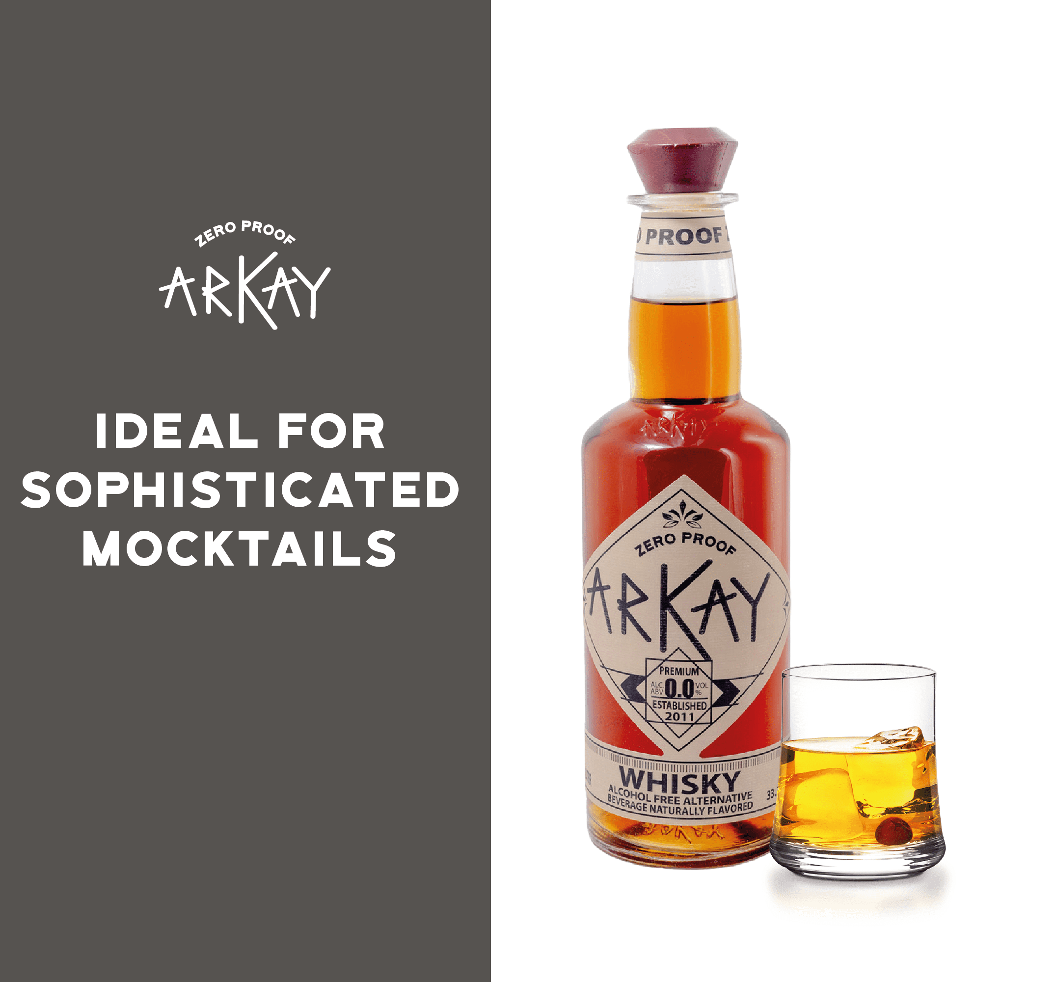 ARKAY | Whisky Zero Proof | Premium Alcohol-Free Alternative | 33.3 fl oz (1L) | Zero Calories & Sugar