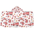 thumbnail image 5 of Yayeee Kids Hooded Towel with Hand Pockets Beach Soft Absorbent Bath Wrap 50 x 23.5 inch, White Cartoon Fire Truck Pattern, 5 of 5