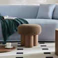 thumbnail image 5 of YesFashion Broadcloth Pleat Mushroom Stool, Mushroom Stool Ottoman Footstool Lamb Wool Seat Bedroom Bench Shoe End Of Bed Bench, Barrel PVC Pipe with Walnut Veneer, 5 of 6