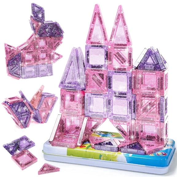 Magnetic Tiles,Educational Magnetic Building Blocks with Storage Box for Boys Girls, STEM Preschool Kidergarten Learning Toys,DIY Gifts for Kids Ages 3