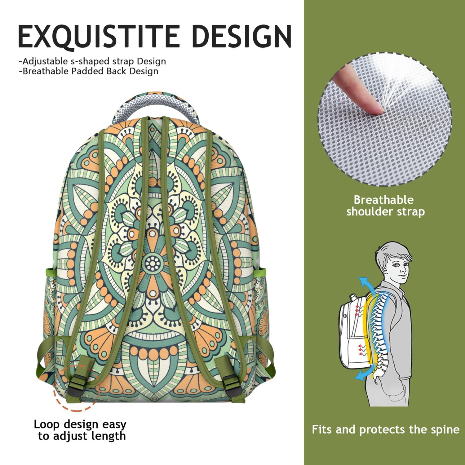 Bohemian Mantra Trendy Backpack&nbsp;- Fashionable & Functional Laptop Bag for School & Office, Durable Bookbag, Great Gift for Professionals
