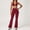 Red, variant on PISONIC Women Two Piece Workout Sets Cross Back Sports Bras Matching High Waist Flared Leggings Gym Yoga Outfits