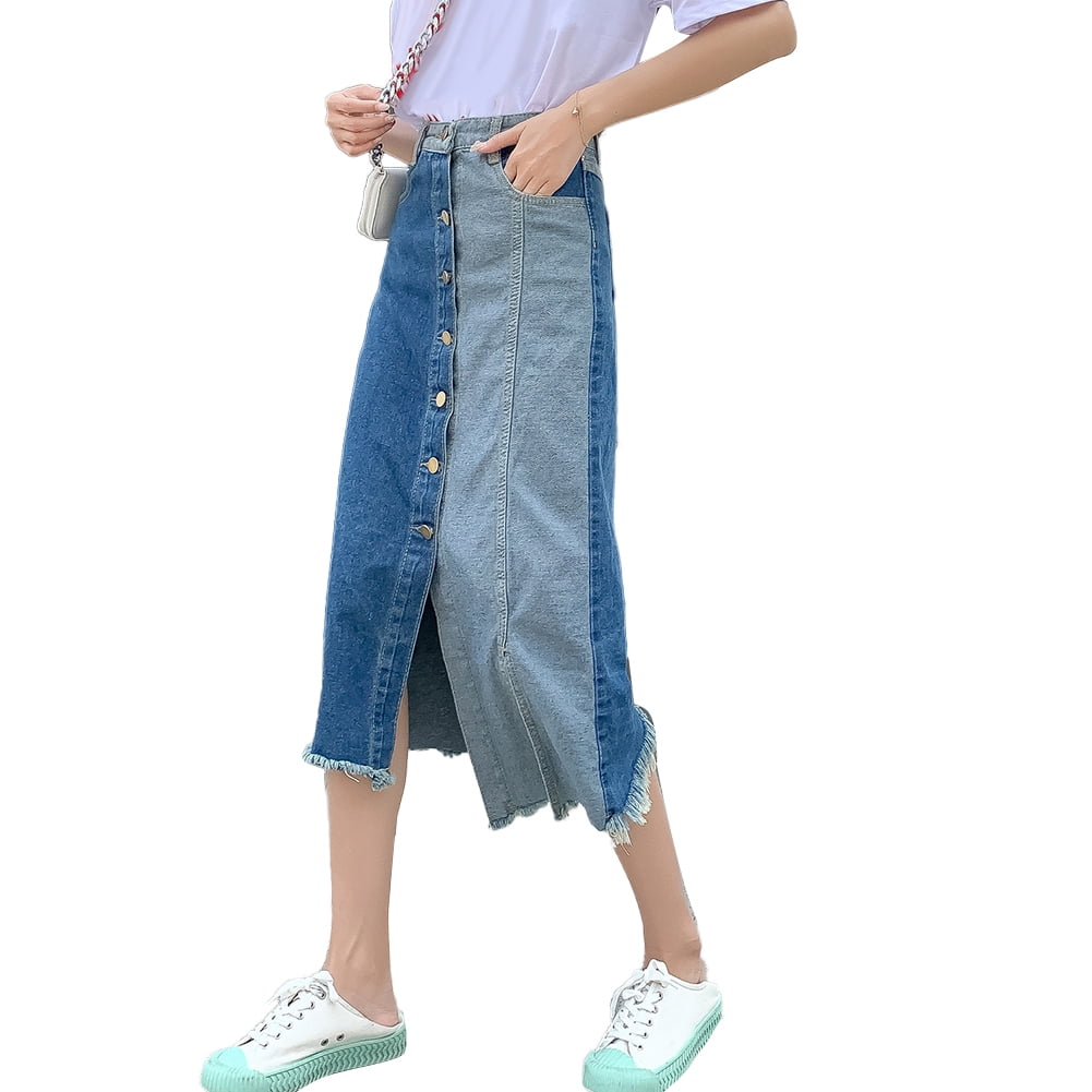 Women High Waist Irregular Patchwork 