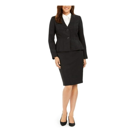 Le Suit Womens Petites 2 PC Work Wear Skirt Suit Black 6P