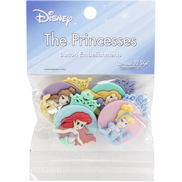 Disney Dress It Up The Princesses Button Embellishments, 4 Count
