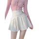 thumbnail image 1 of VISgogo Ladies Short Plisado Busto Falda, Verano Otoño Niñas Estilo Ocio Color Sólido Metal Decoración Cintura Alta Media Falda VISgogo moda, 1 of 8