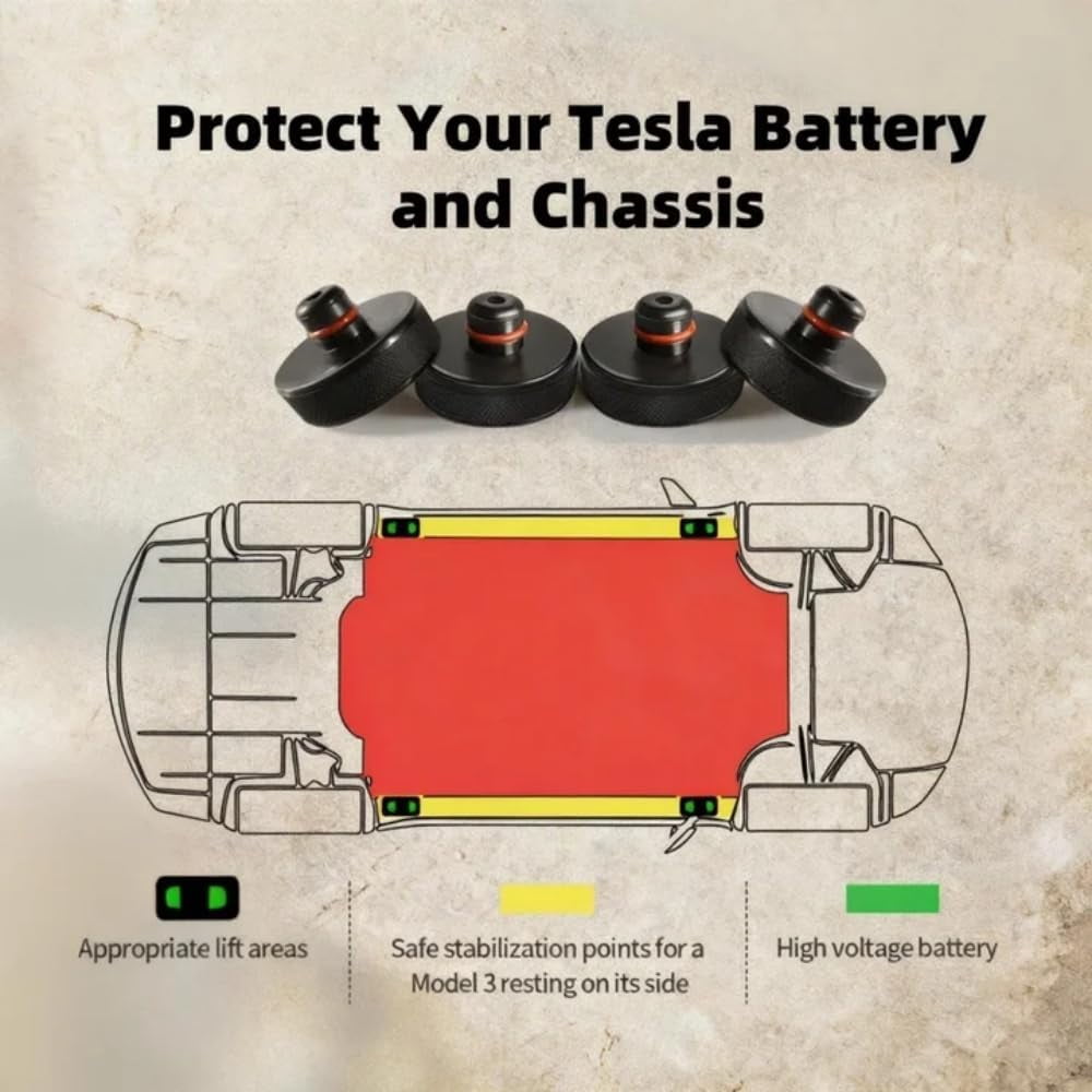 Lifting Jack Pads Compatible with Tesla Model 3/S/X/Y/Y Juniper, 4 Pucks with a Storage Case, Accessories for Tesla Vehicles 2013 to 2026