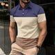 thumbnail image 1 of pstuiky camisetas de hombre, Camisa deportiva de manga corta con solapa y botones a rayas de patchwork para hombre ropa de hombre l, 1 of 5