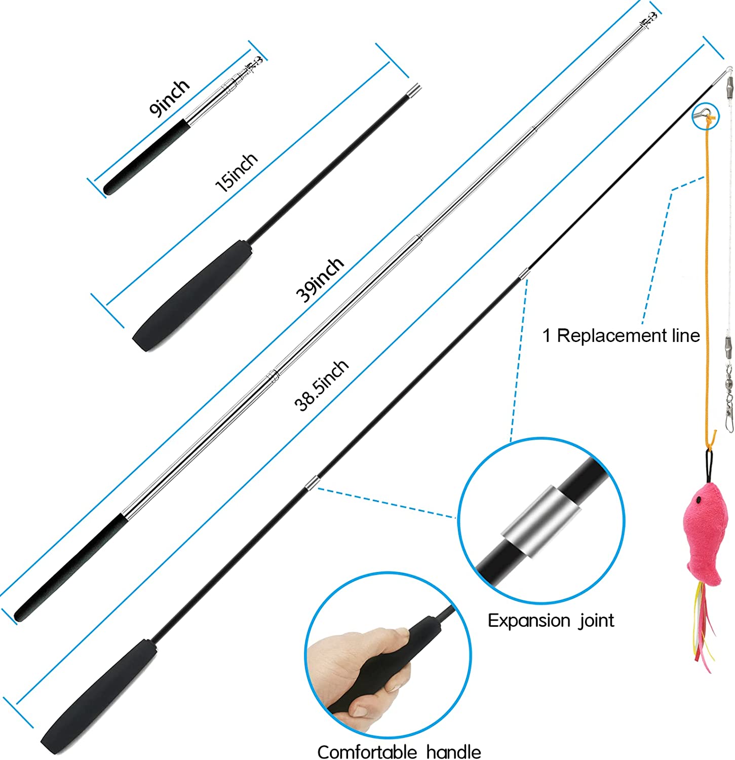 ZPH Cat Toys Interactive for Indoor Cats,2PCS Retractable Cat Wand,9PCS Teaser Toys&1PCS Hanging Door Lure Kitten Toy,Interactive Feather Toy for Teaser Play and Chase Exercise with Kitten