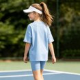 thumbnail image 6 of SGFCWSX Girls 2 Piece Outfits V Neck Oversized Short Sleeve T-shirt and Biker Shorts Set Summer Casual Soft Loungewear for Kids Light Blue Size 9, 6 of 6
