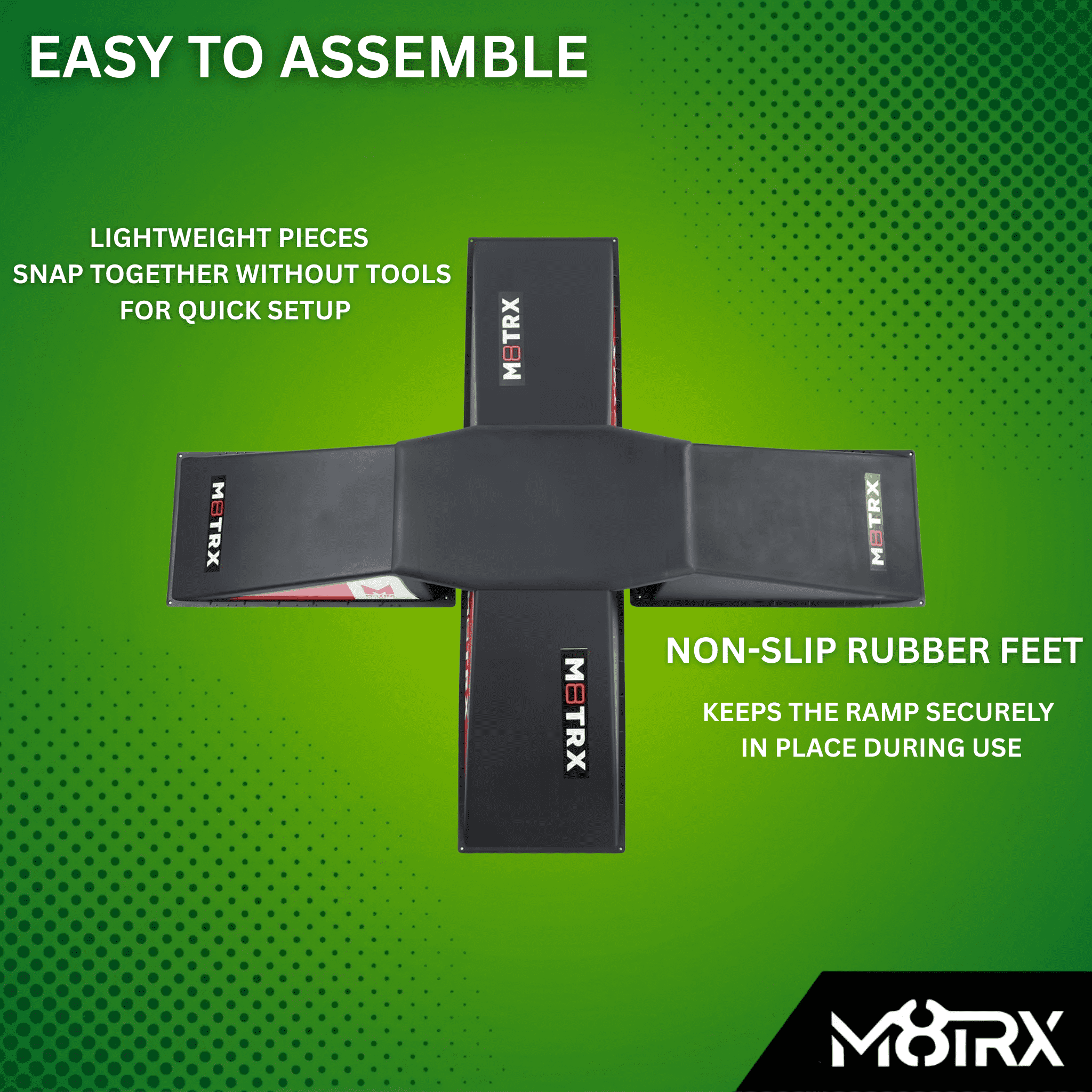 M8TRX SPORTS 4+1 Pyramid Ramp Set for Skateboards, Bikes, and Scooters, Ages 5+