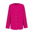 thumbnail image 4 of Blusa holgada con botones para mujer: camisa de manga larga y color liso, top informal con cuello en V para el trabajo o el fin de semana, tallas S-5XL., 4 of 4