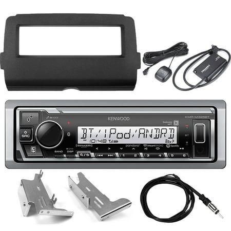 Kenwood KMR-M325BT Marine Digital Media Bluetooth Receiver (No CD), Enrock Single-DIN Dash Kit for Select 2014-UP Harley-Davidson Models, Radio Antenna, SiriusXM Tuner