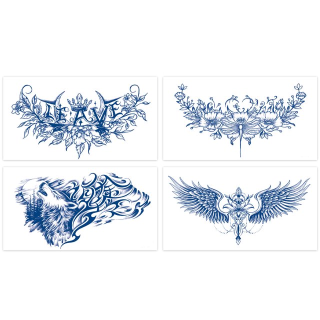 Tatuajes para mujeres y niñas, paquete de 4 tatuajes temporales de larga duración, sexy en la cintura del cuerpo, parte inferior de la espalda, fiesta en la playa