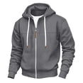 thumbnail image 2 of BVOFAR Mens Zip up Hoodie Casual Hooded Sweatshirt Long Sleeve Jacket Loose Fit Drawstring Athletic Jackets Dark Gray M, 2 of 7