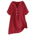 thumbnail image 1 of Loose Fit Solid Color Linen Casual Short Sleeve Button Top for Women Womens Compression Cold Gear Long Sleeve Shirts for Women Fall 100 Polyester Shirts Women Long Exercise Shirts Women Turtle, 1 of 2