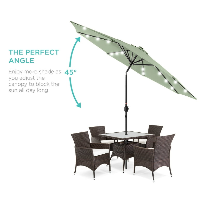 best green solar patio umbrella Best Choice Products 10ft Solar LED Lighted Patio Umbrella w/ Tilt Adjustment, UV-Resistant Fabric