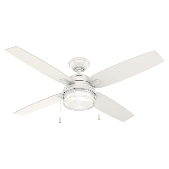 Restored Hunter Fan 52 inch Casual Fresh White Indoor/Outdoor Ceiling Fan with LED Light Kit (Refurbished)