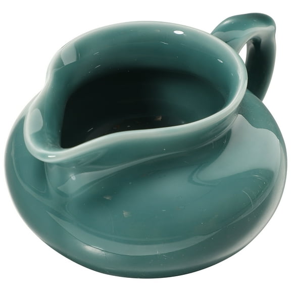 NIAIZEK Green Ceramic Gravy Boat with Saucer Stand, Multi-Functional Sauce Pourer for Home & Restaurant, 1 Set 4.7×3.5×2.4in