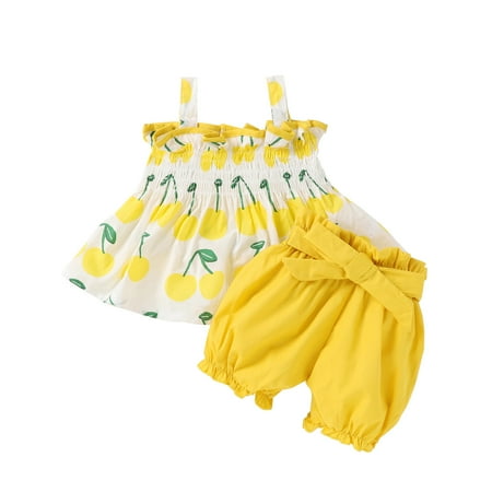 

Fesfesfes Newborn Infant Baby Sleeveless Floral Print Vest Tops+Bowknot Shorts Set Outfit
