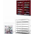 thumbnail image 7 of Xilee 6-Tier Shoe Rack Storage Organizer with Dustproof Cover Closet Cabinet Shelf Holds up to 32 Pairs，for Doorway, Corridor, Balcony, Living Room -Coffee, 7 of 7
