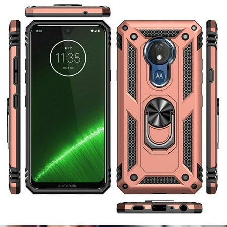 GSA Slim Shockproof Case w/Ring Stand for Moto G7 Plus - Rose Gold