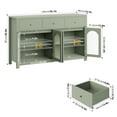 thumbnail image 2 of Homfa 55''Wide Buffet Credenzas, Large Dining Sideboard with 3 Drawers, 4 Glass Doors, Wood Coffee Bar Cabinet, Green, 2 of 7