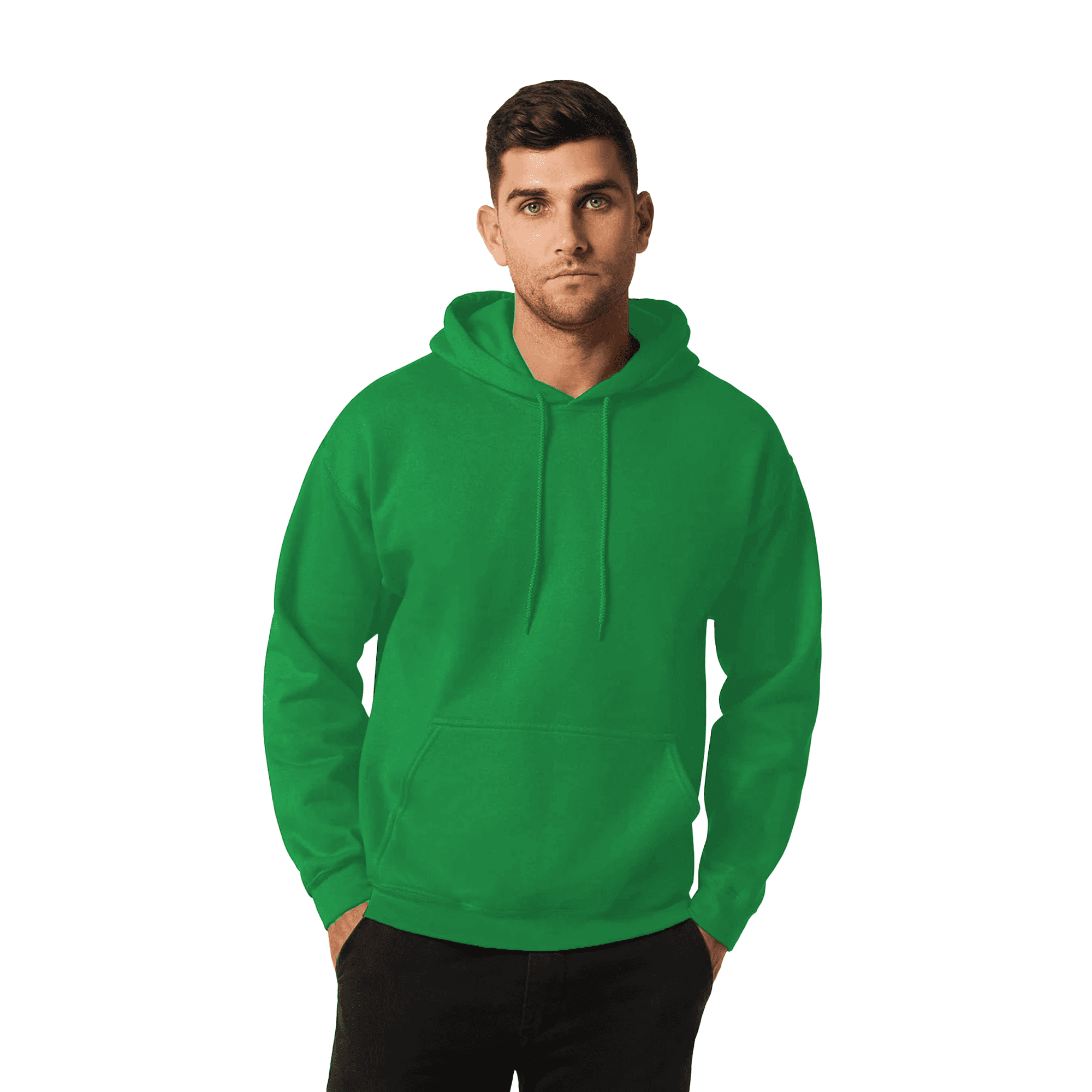 Gildan Men's Hooded Sweatshirt Irish Green with Pocket, Size-S - Fleece Cozy Heavy Blend 50/50 Cotton/Polyester | Casual Hoodie, 8 oz