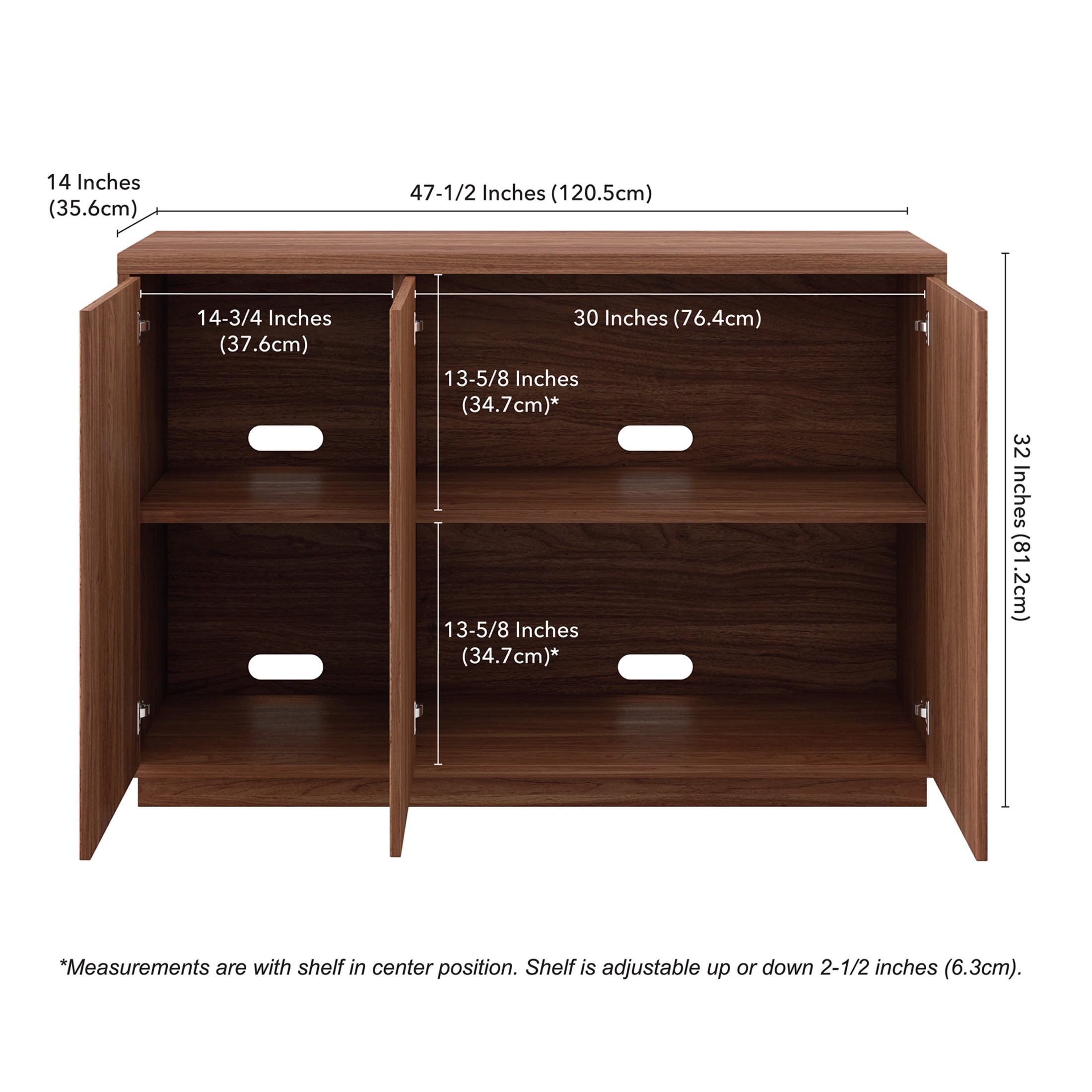Evelyn&Zoe Modern/Contemporary 48" Wide Satin Walnut Buffet Table